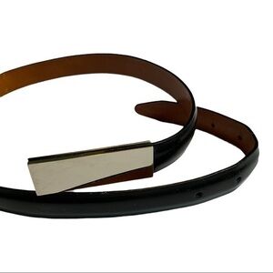 Joan & David Vera pelle skinny‎ width silver bar belt Small